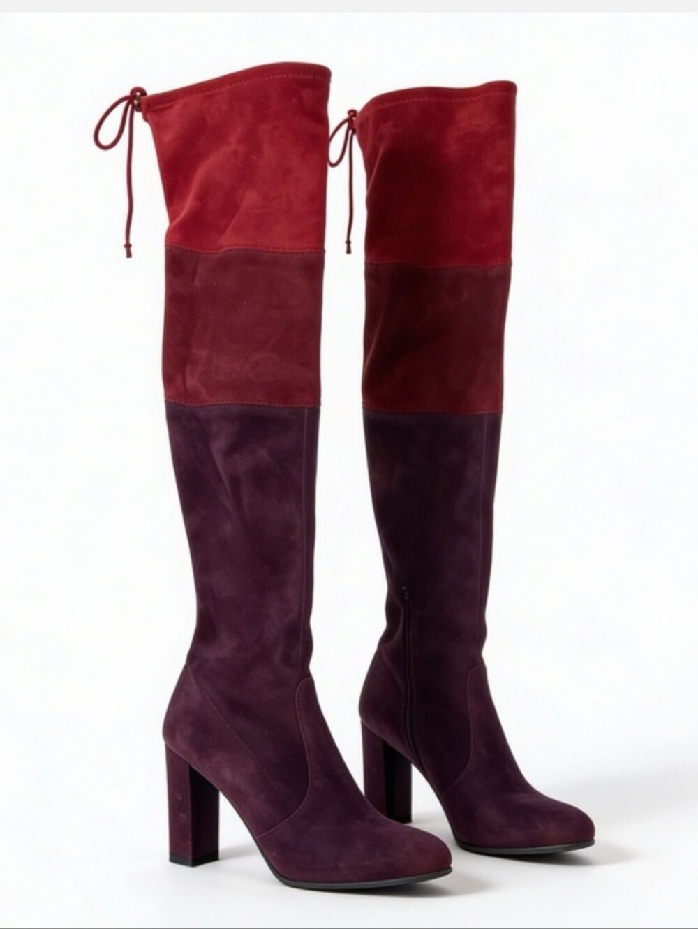 Stuart Weitzman Highland Colorblock Over The Knee Suede Boots